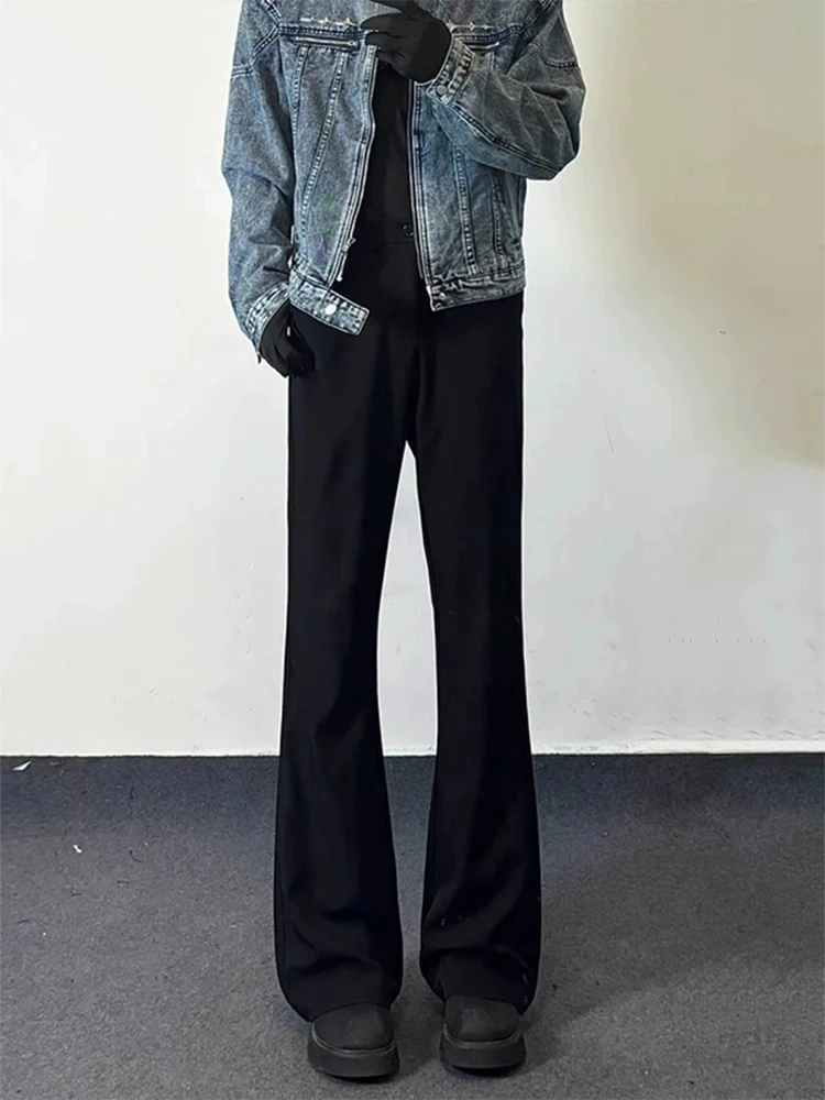 黑色微喇叭西裤加长版高个子男款夏季西装裤子cleanfit休闲弯刀裤