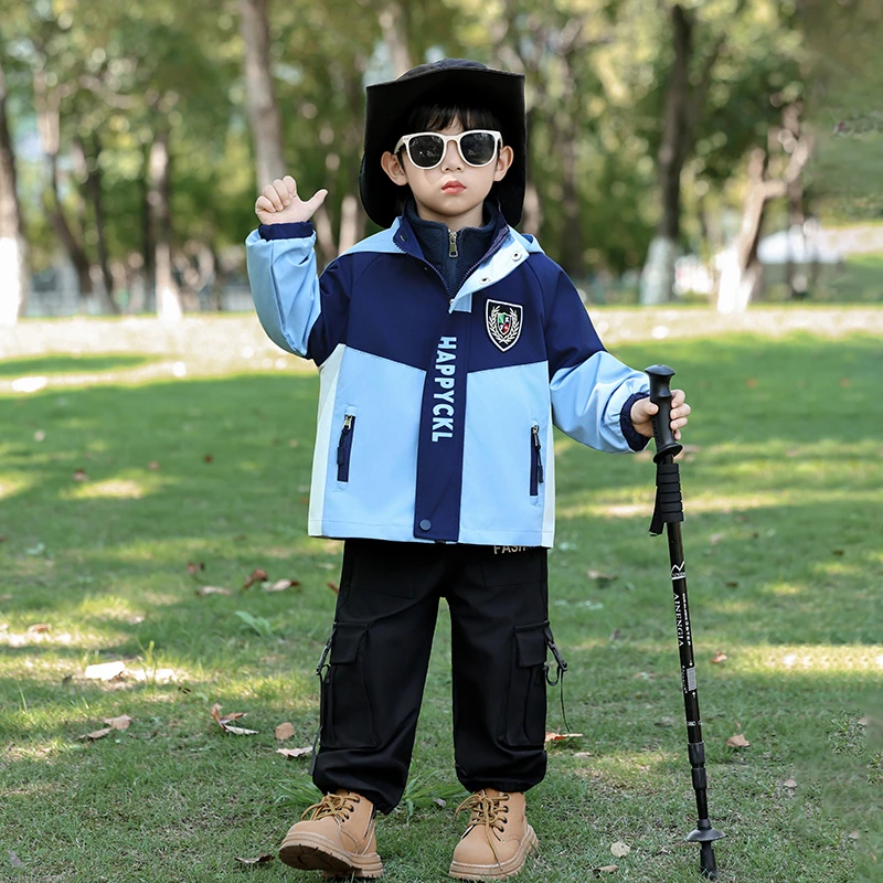 男童秋冬夹棉外套2025新款男孩冬季儿童冲锋衣三合一防风防水风衣