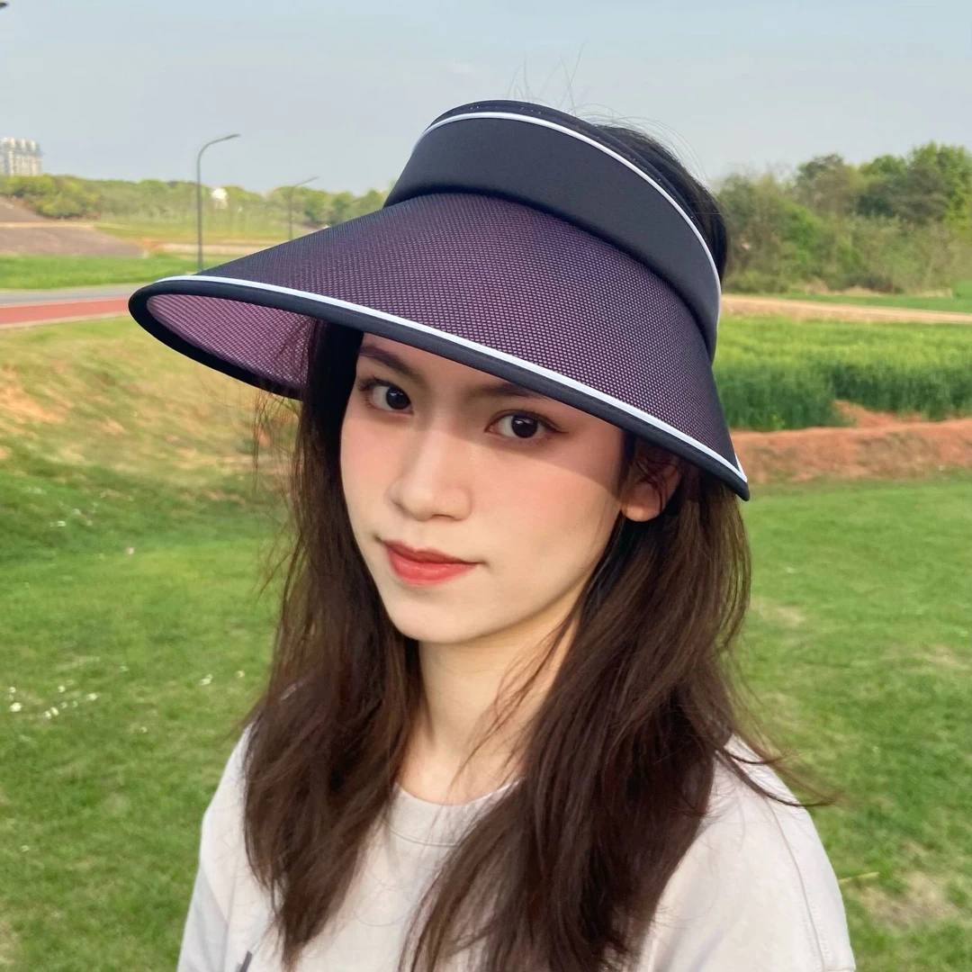 新款夏季户外变色防晒帽大檐空顶遮阳UV运动帽子百搭防紫外线帽