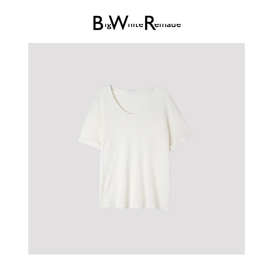 BIG WHITE REMADE“诠释心动”匹马棉+亚麻透气爽肤百搭T恤SS0610