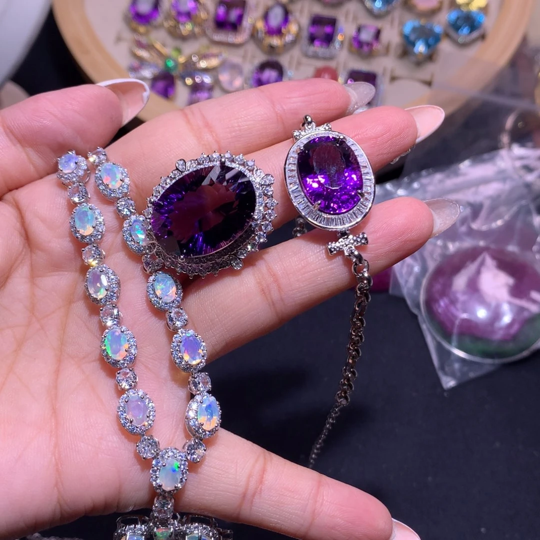 【闪购商品】银S925镶嵌欧泊套链用****5戒指