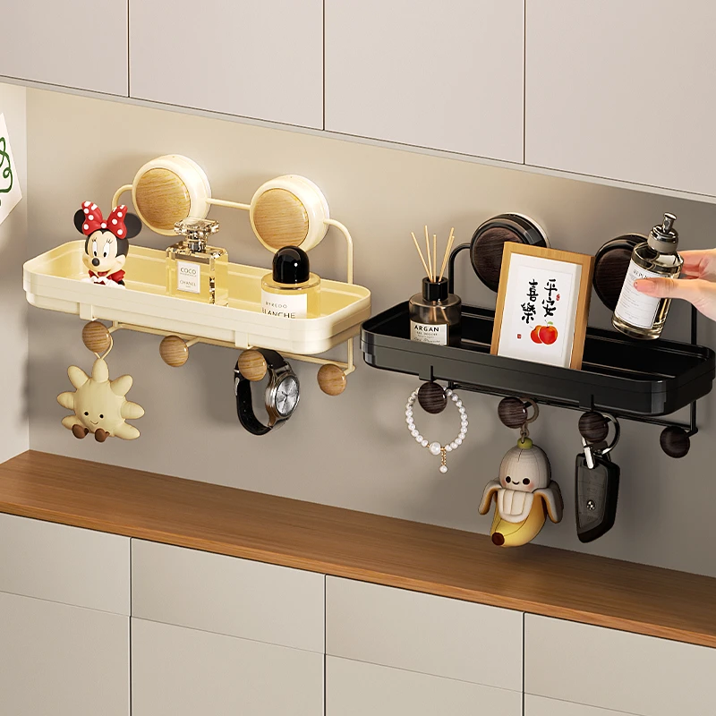 中古风吸盘置物架玄关卫生间免打孔挂架门后墙上免胶无痕吸盘挂钩