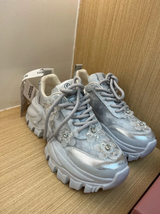 厚底亮片花朵增高鞋