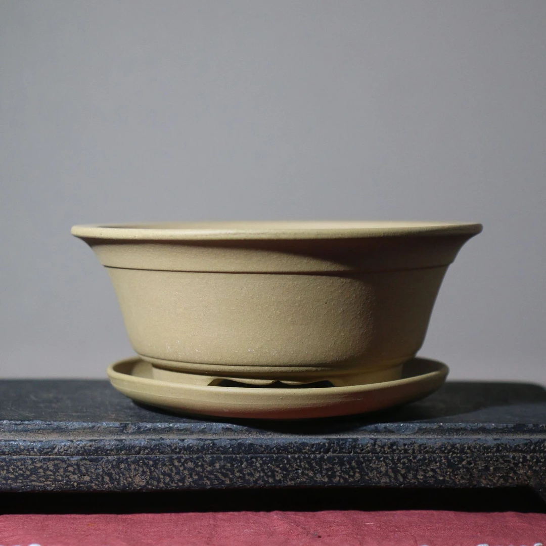 紫砂花盆圆形手工盆景盆宜兴碗盆桌面盆栽古典小盆传统工艺透气