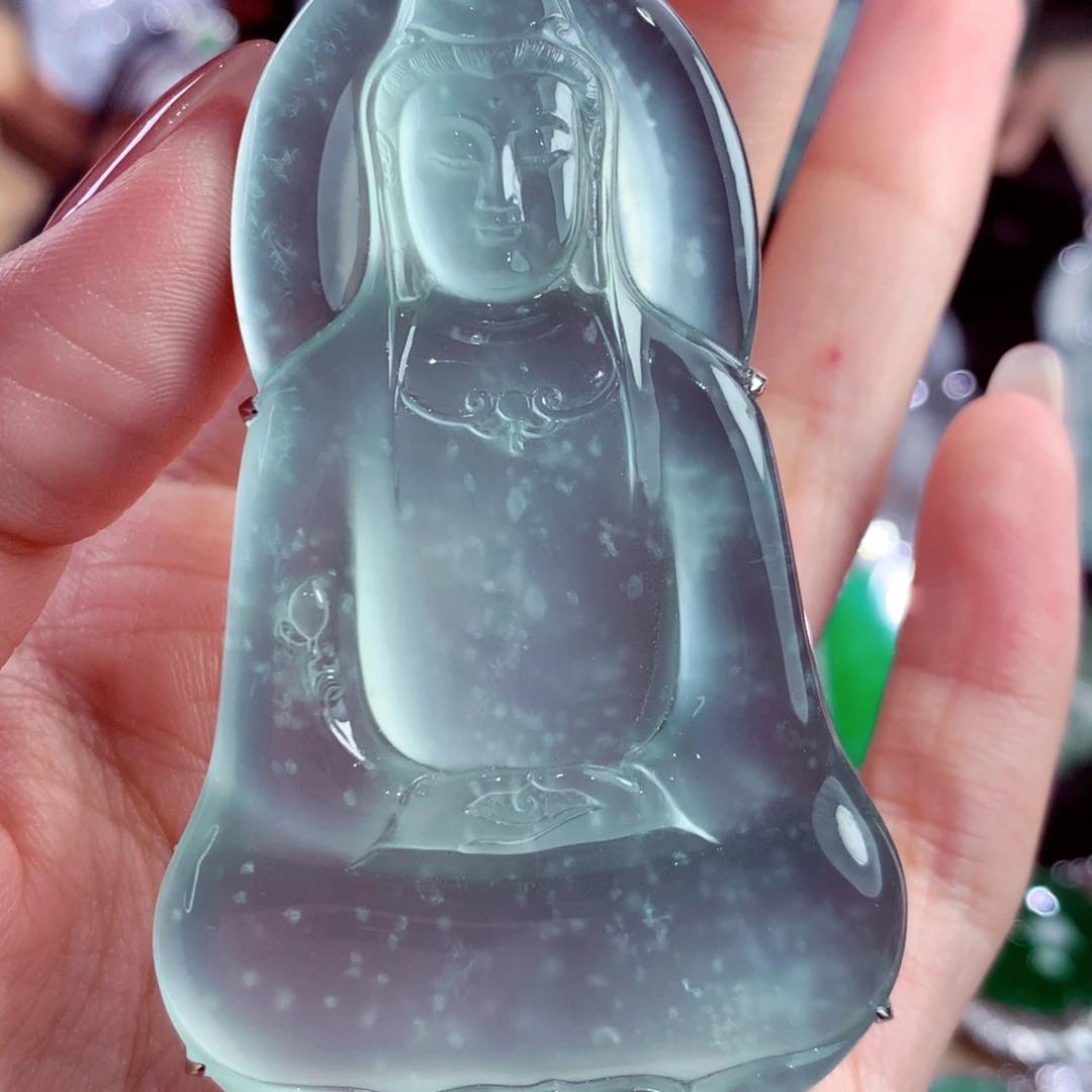 颈饰18K金镶嵌翡翠全款小七1开 两万定金看货