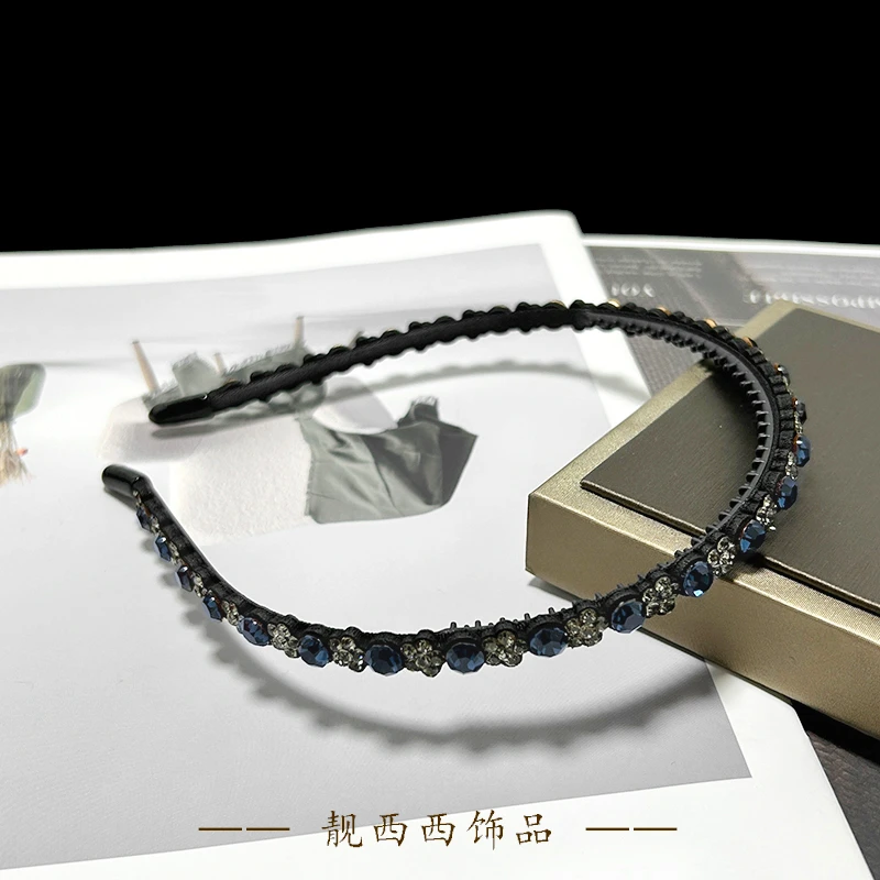 【LXX靓西西】337 莫蓝色简约百搭满钻发箍