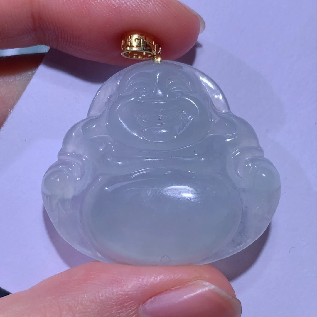 翡翠颈饰18K金镶嵌焦**丁佛公