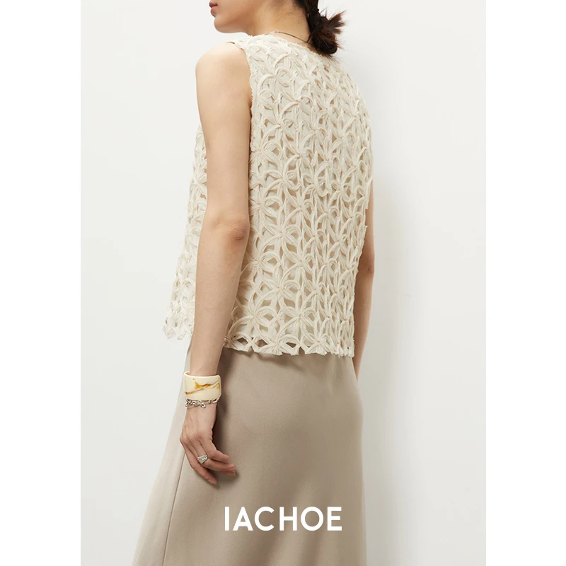 棉仓【IACHOE】-设计师系列夏季新款背心镂空花朵设计感3531597002