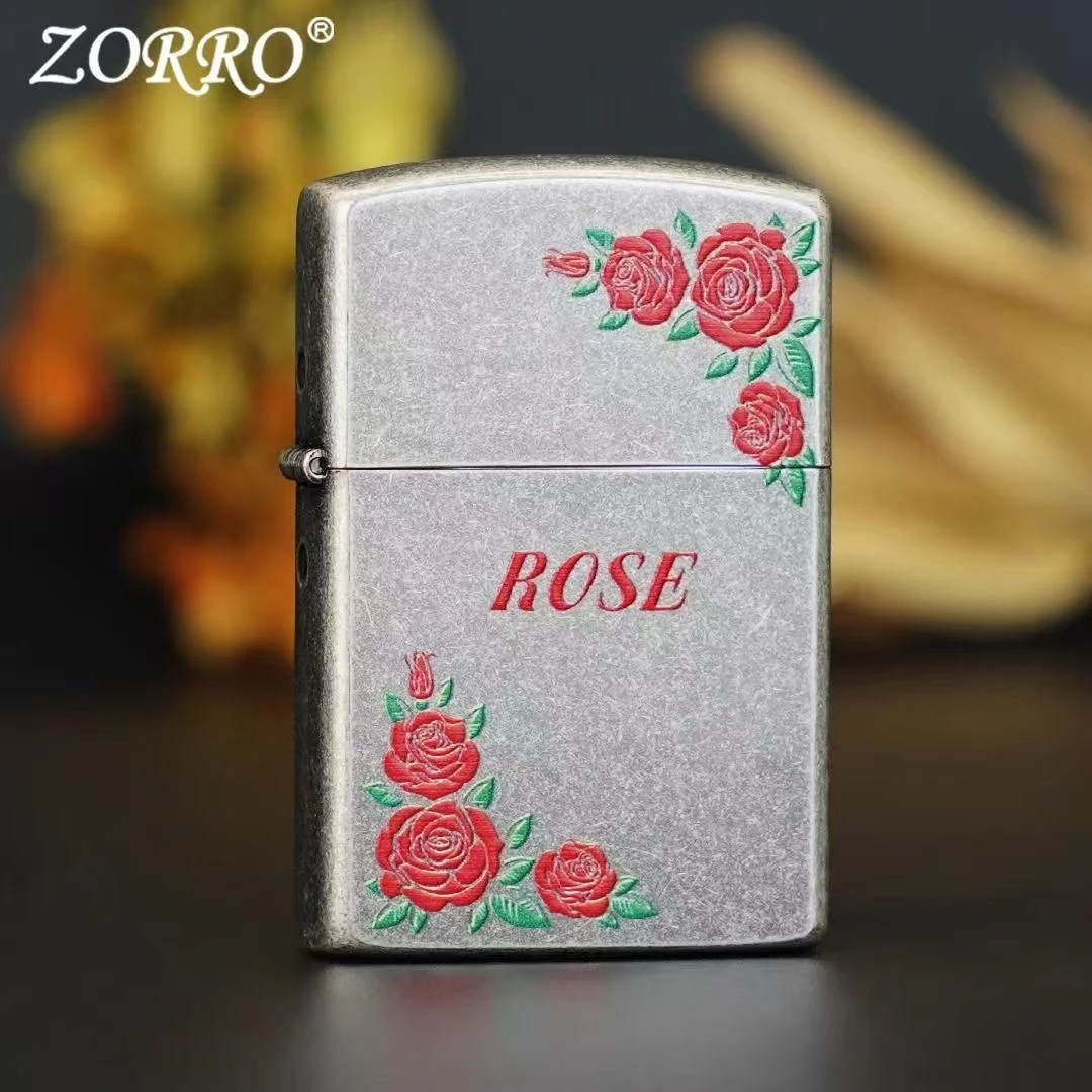 ZORRO佐罗新款煤油升级打火机纯铜防风国潮玫瑰高颜值男友父亲礼