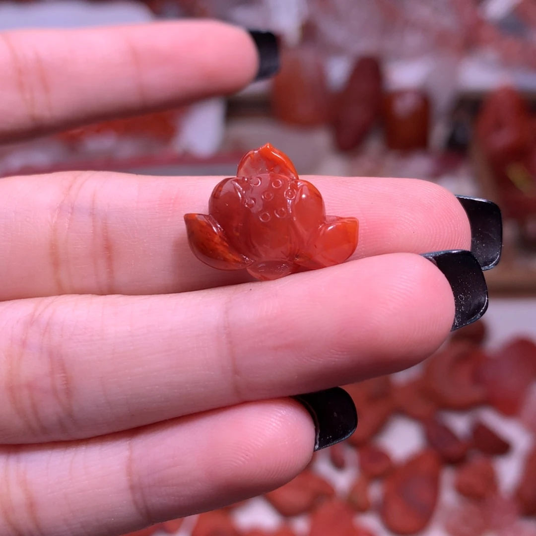 南红玛瑙未镶嵌珠宝半成品荷花2