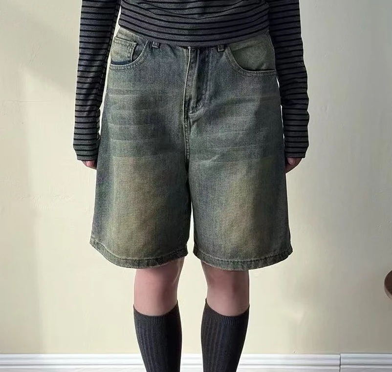 2025春季新款欧韩时尚简约百搭牛仔短裤女2090