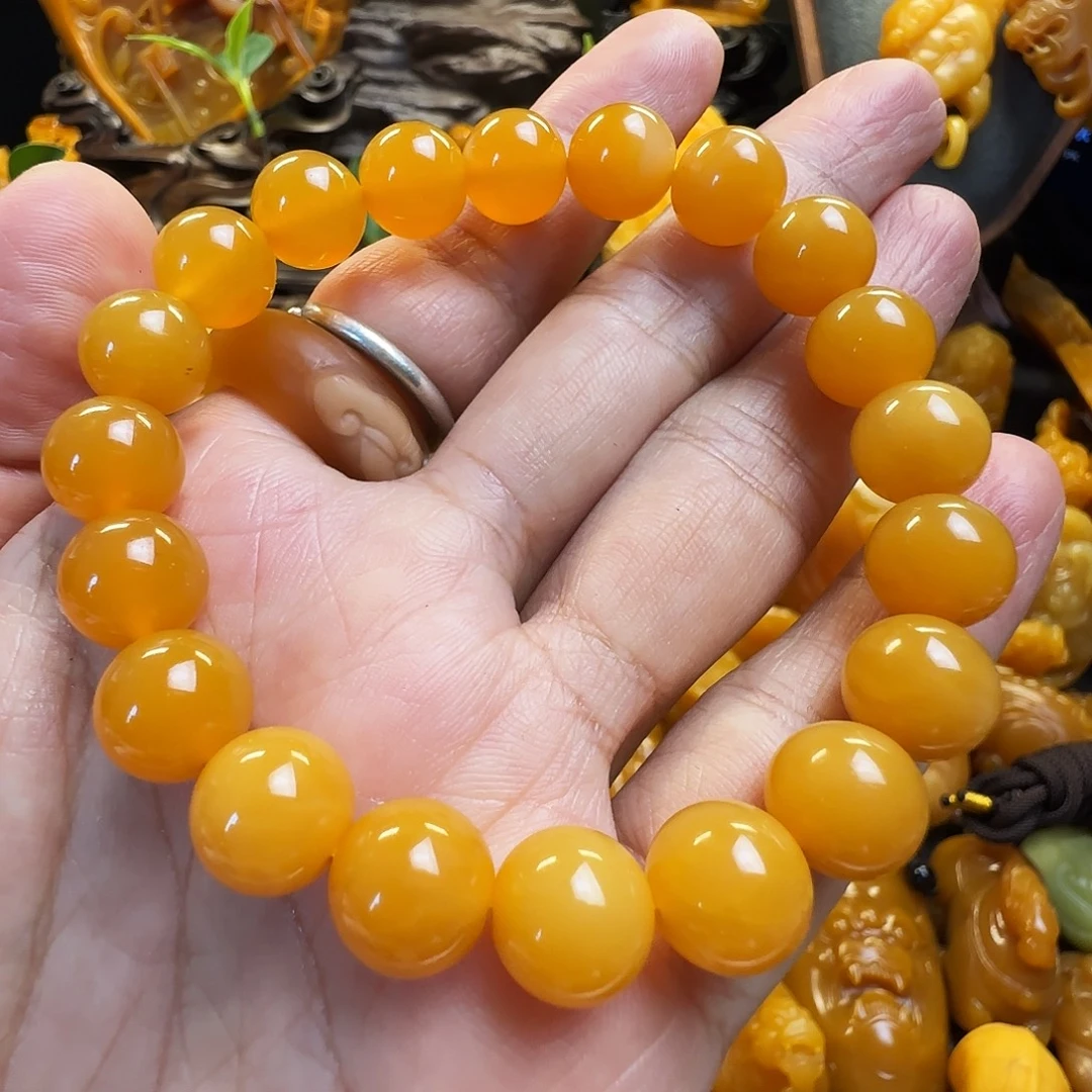 未镶嵌石英质玉（黄龙玉）手串缅黄卡10.5手串（微瑕 不退换）