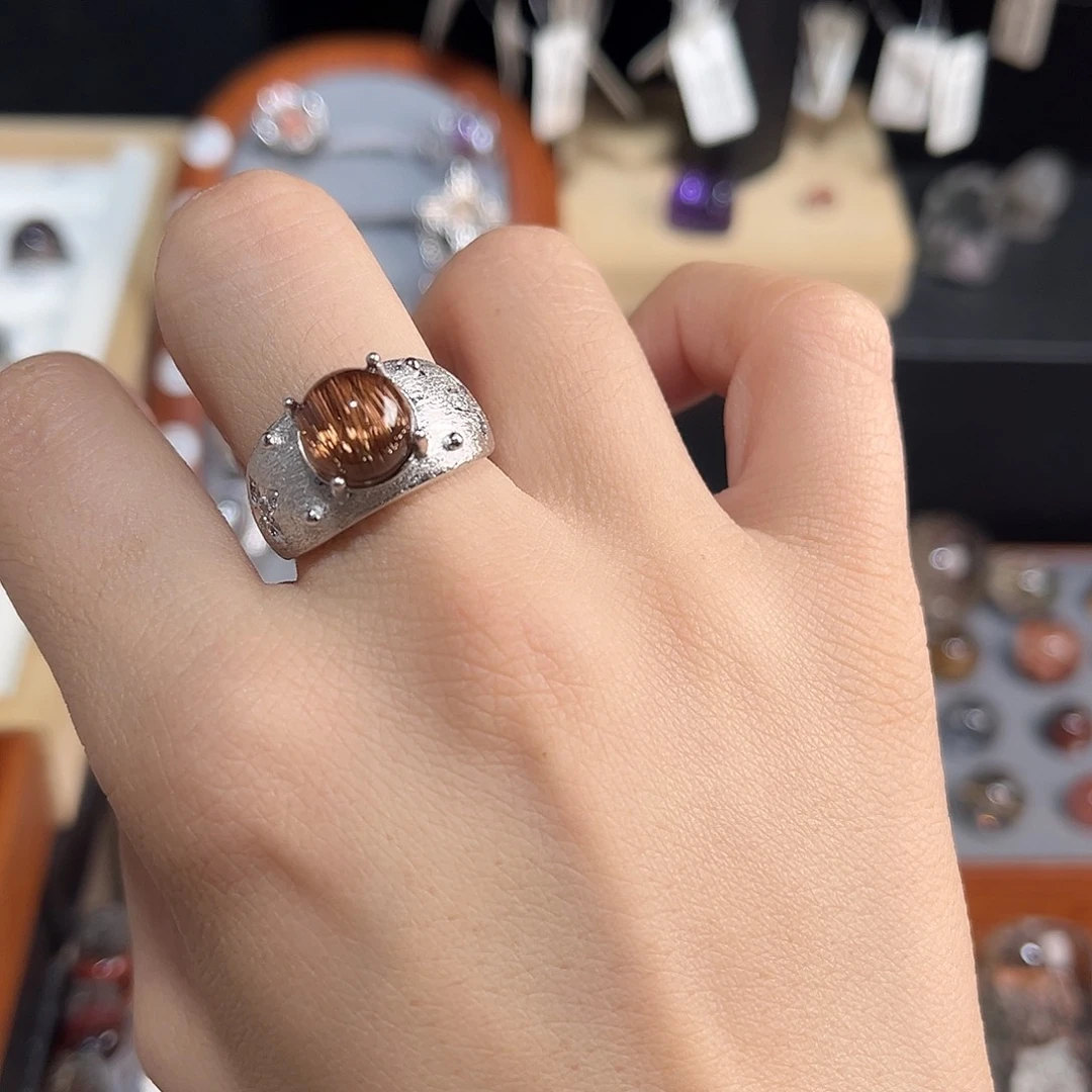 野***焰水晶戒指银S925镶嵌