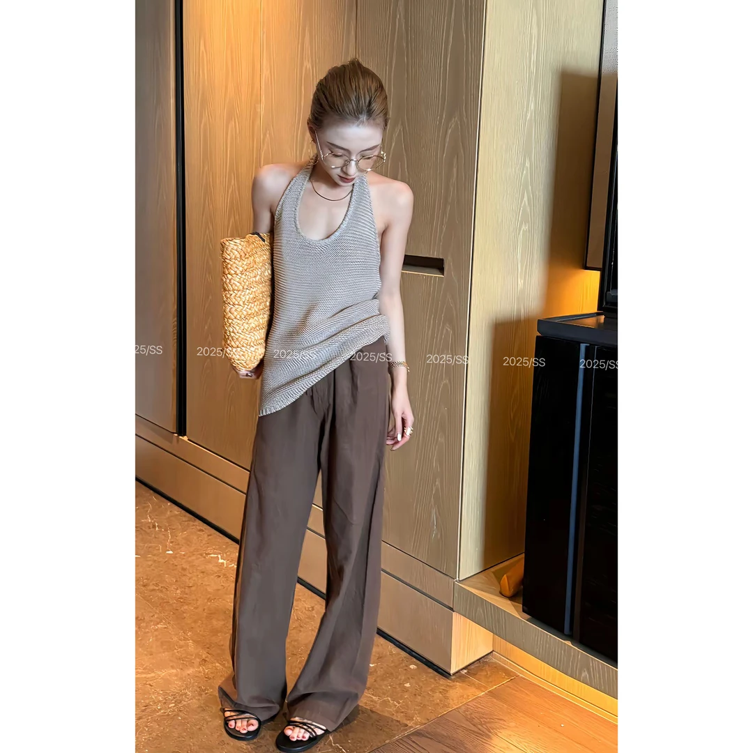 【娇娇私服定制】新款上新简约镂空挂脖背心28321#