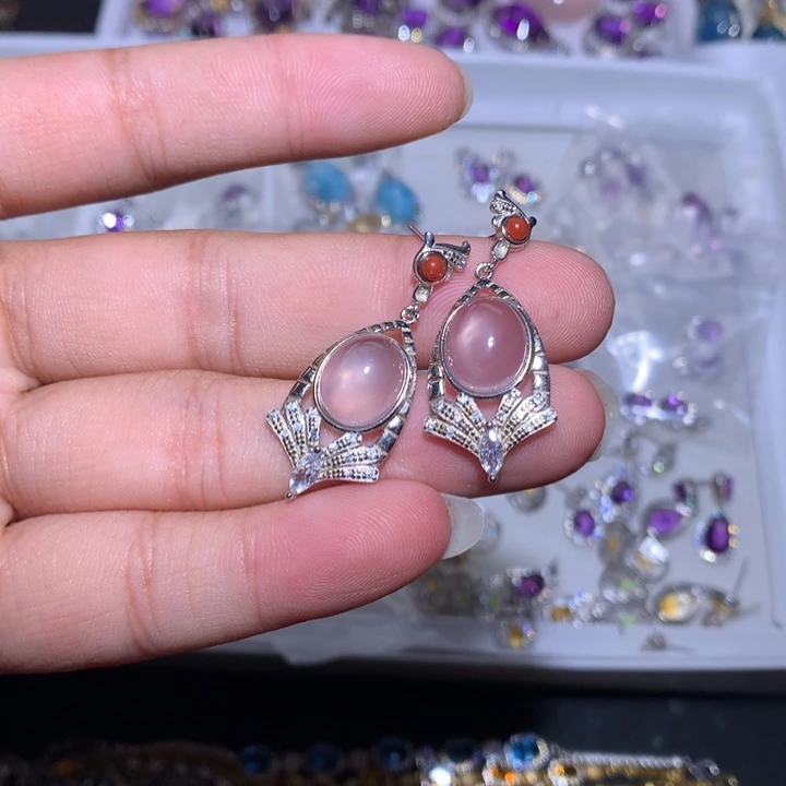 欧泊银S925镶嵌戒指?****?耳钉