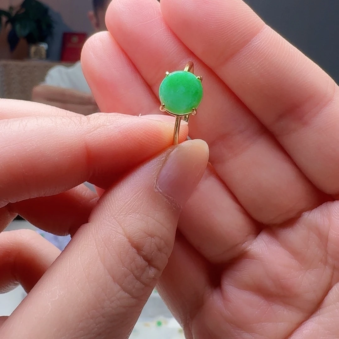 翡翠戒指银S925镶嵌天然