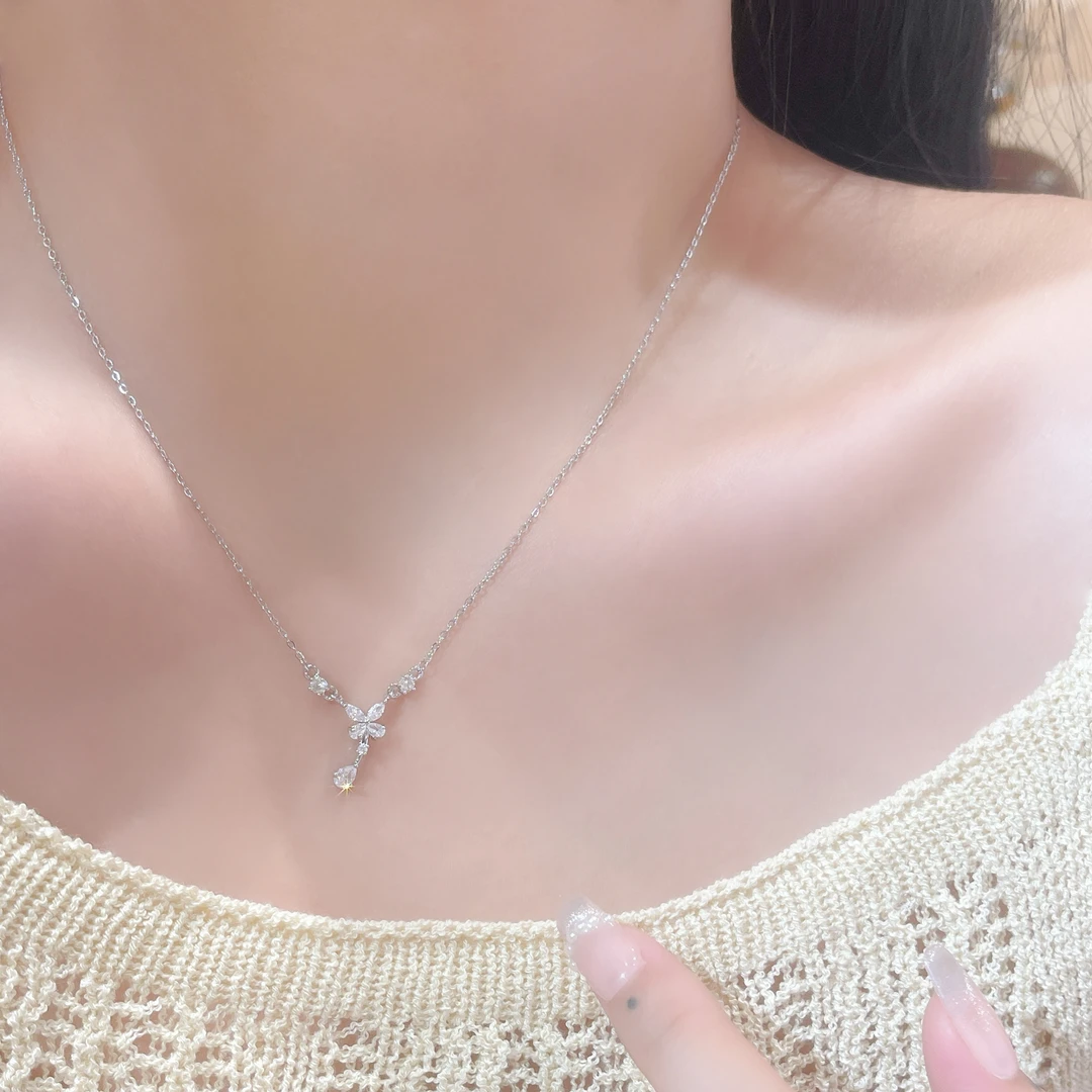 铜项链 来而There there 项链 a360小众设计水滴花瓣项链女锁骨链