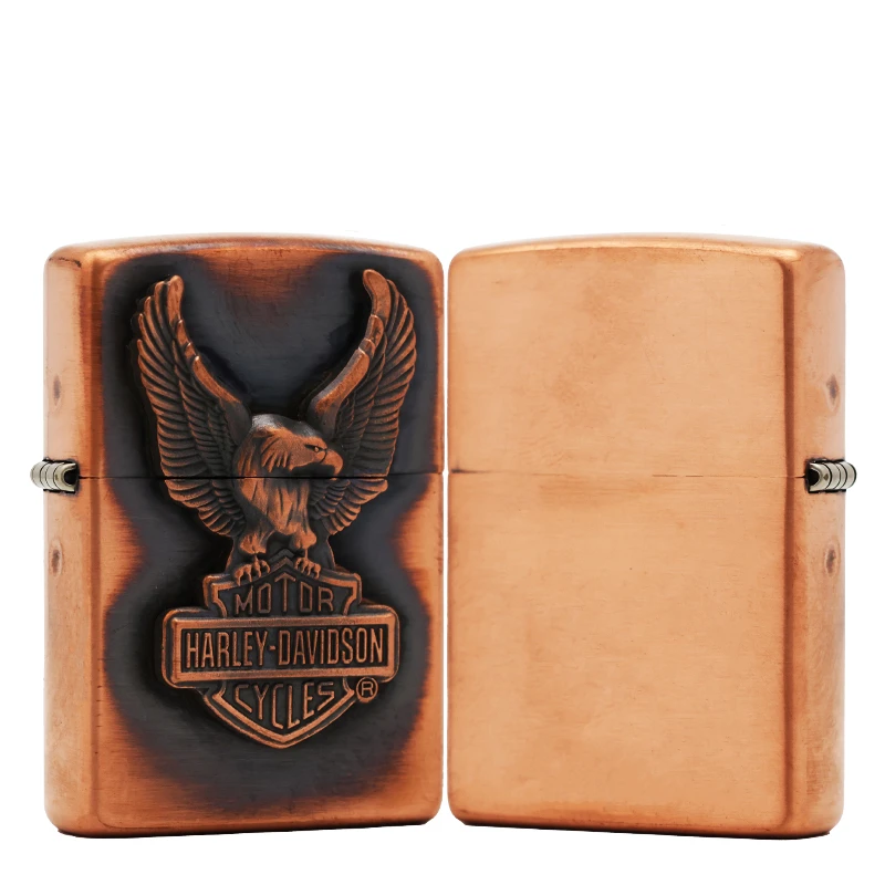 ZIPPO/之宝【紫铜贴章哈雷鹰】正品煤油打火机KF-DF