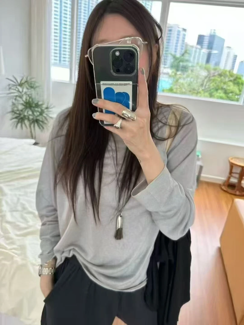 20711三色罩衫薄款夏季长袖宽松百搭防晒纯色慵懒风时尚