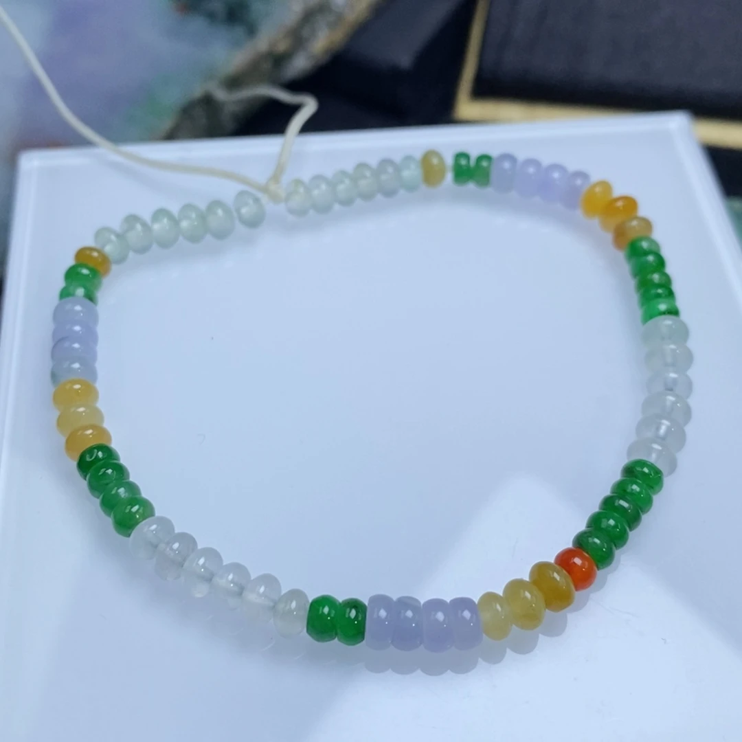 翡翠未镶嵌手链多宝算盘珠