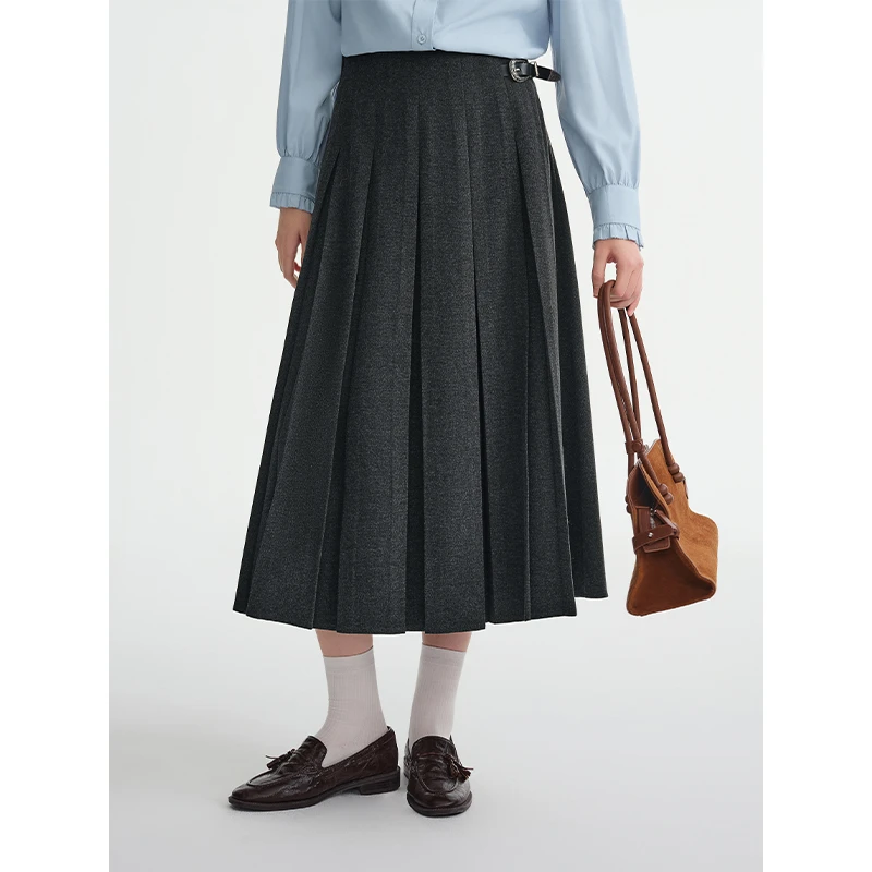 大码女装【冬日扉页】长短款百褶裙高腰半身裙25DS84196/84197