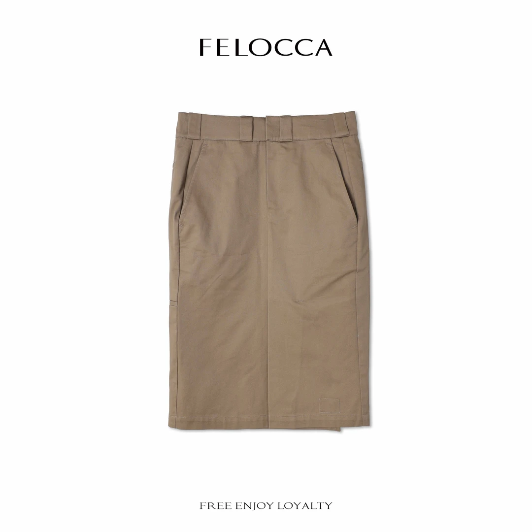 【FELOCCA】新款通勤时尚前后双褶皱直筒气质半裙25SBQ064