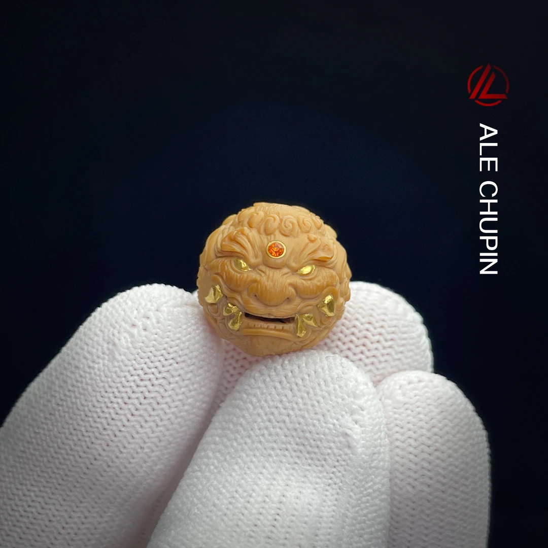 『万兽之王•唐狮』猴头纯手工雕刻单颗镶嵌24K