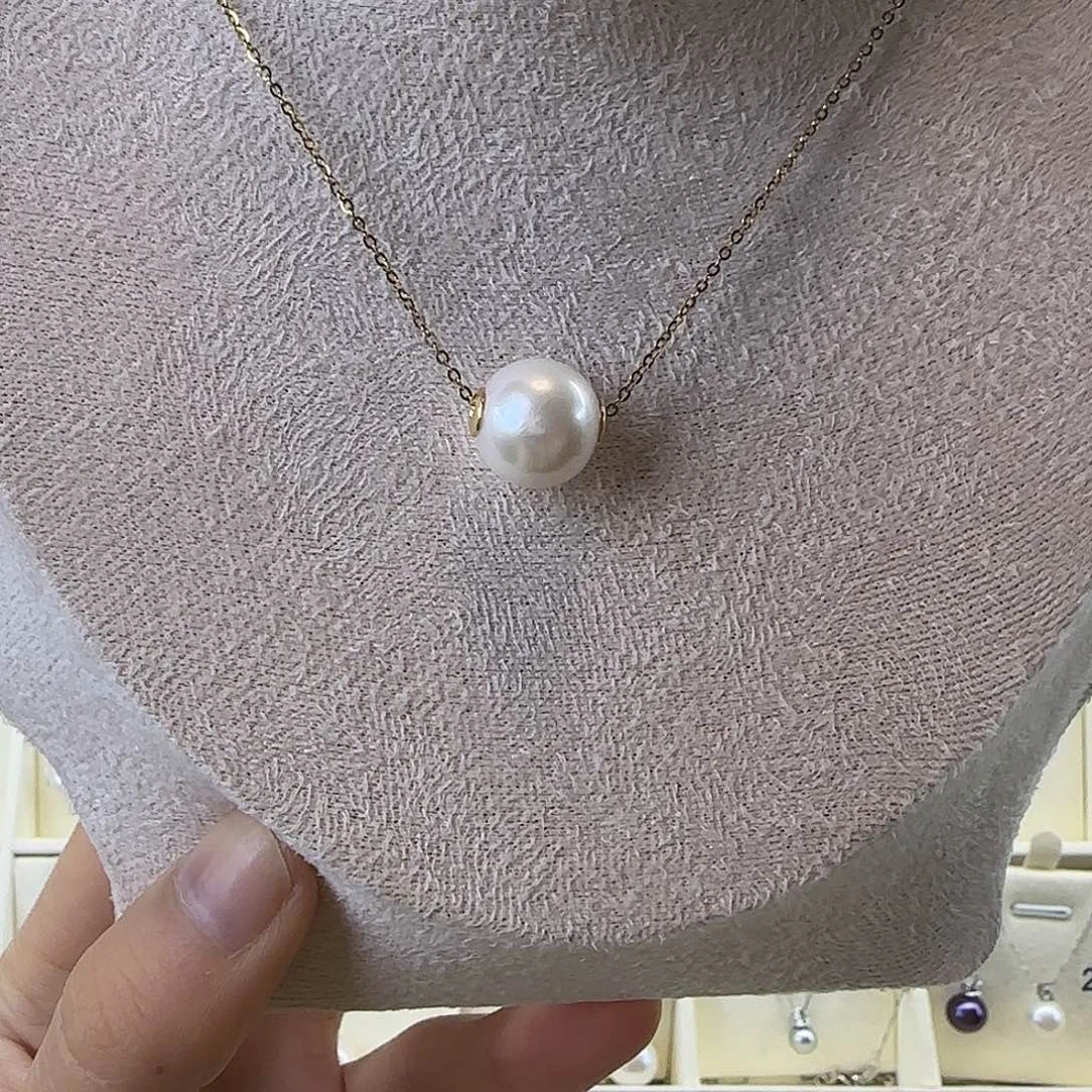 颈饰淡水珍珠银S925镶嵌路路通吊坠