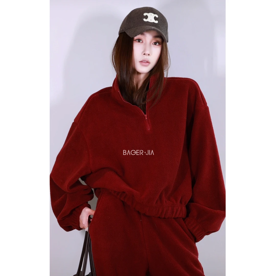 42-宝儿家含幂BF90925410秋冬新款穿搭绵羊毛混纺宽松束脚裤装