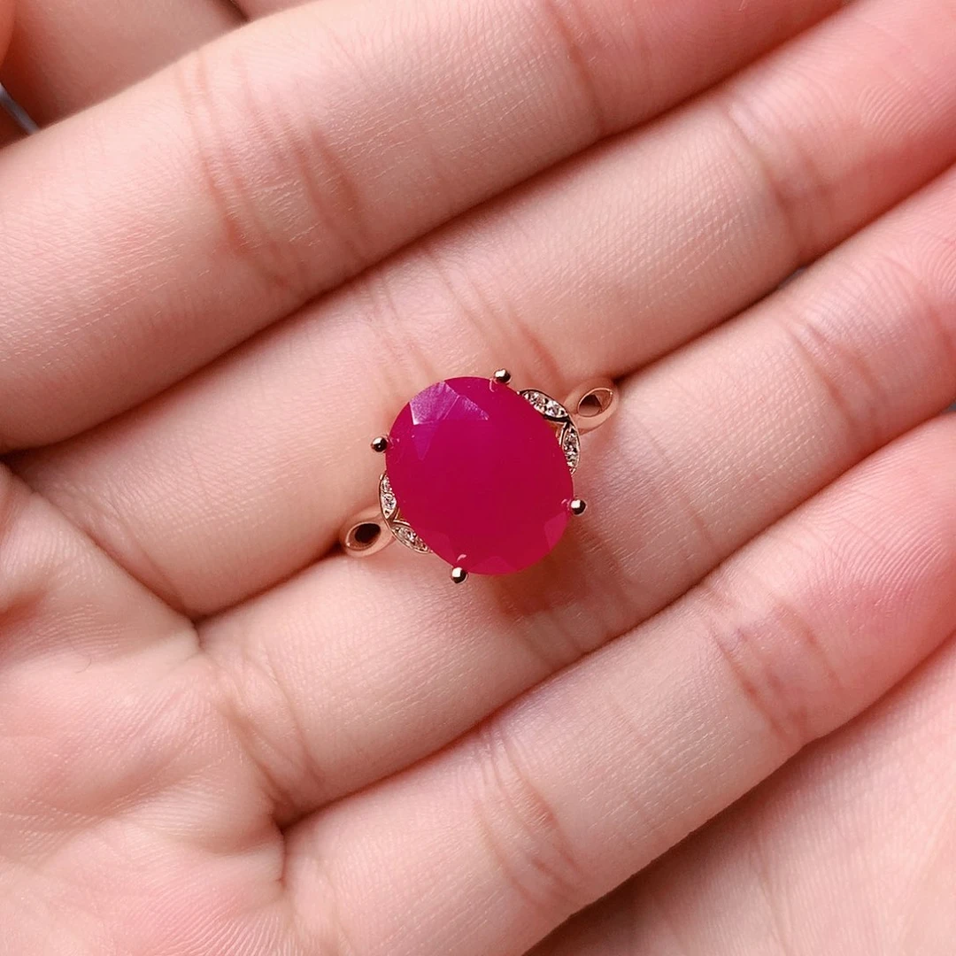 红宝石戒指银S925镶嵌