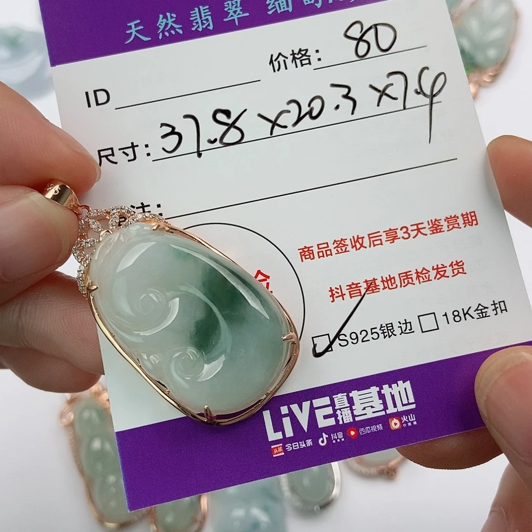 翡翠银S925镶嵌颈饰翡翠