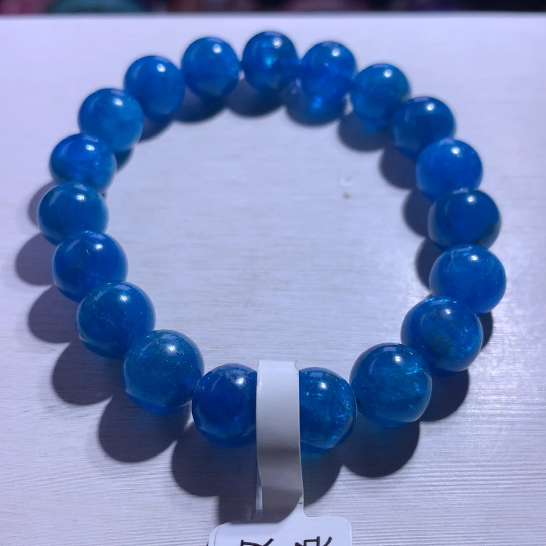 手绳银S925镶嵌水晶蓝磷灰10.5m