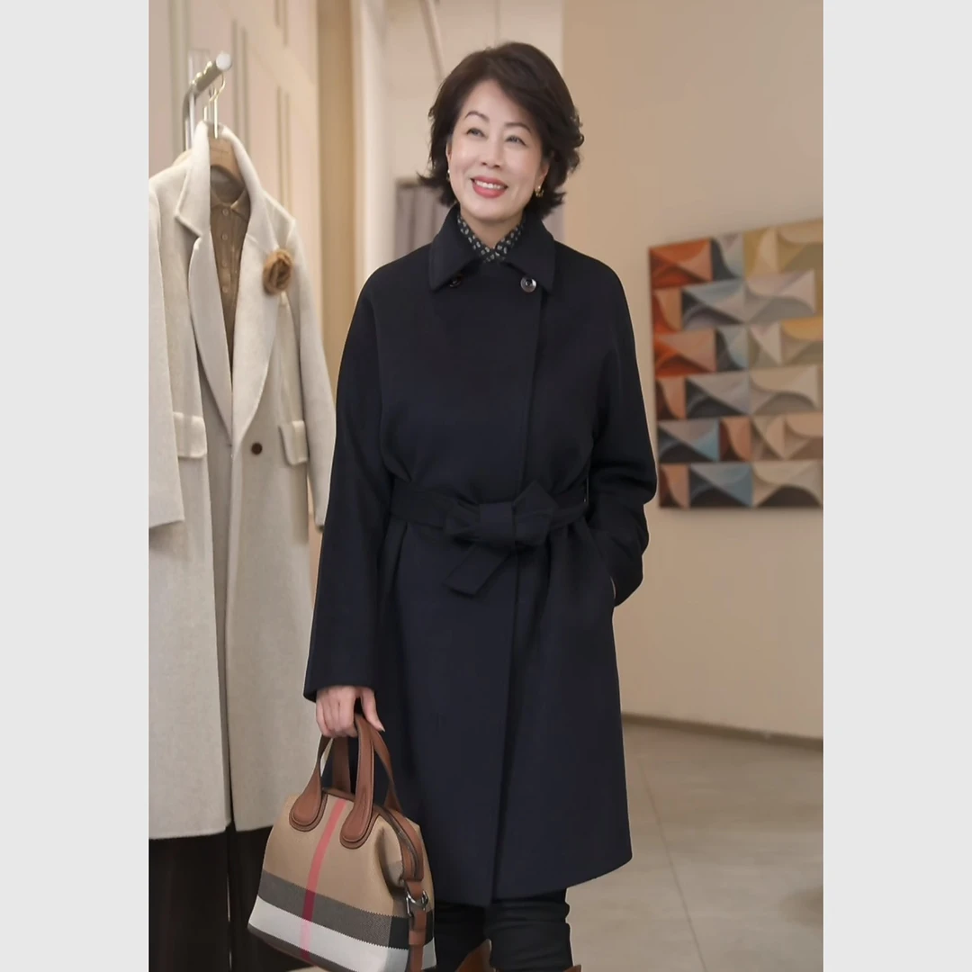 翻领保暖长袖时尚风衣常规款毛呢大衣女209-599