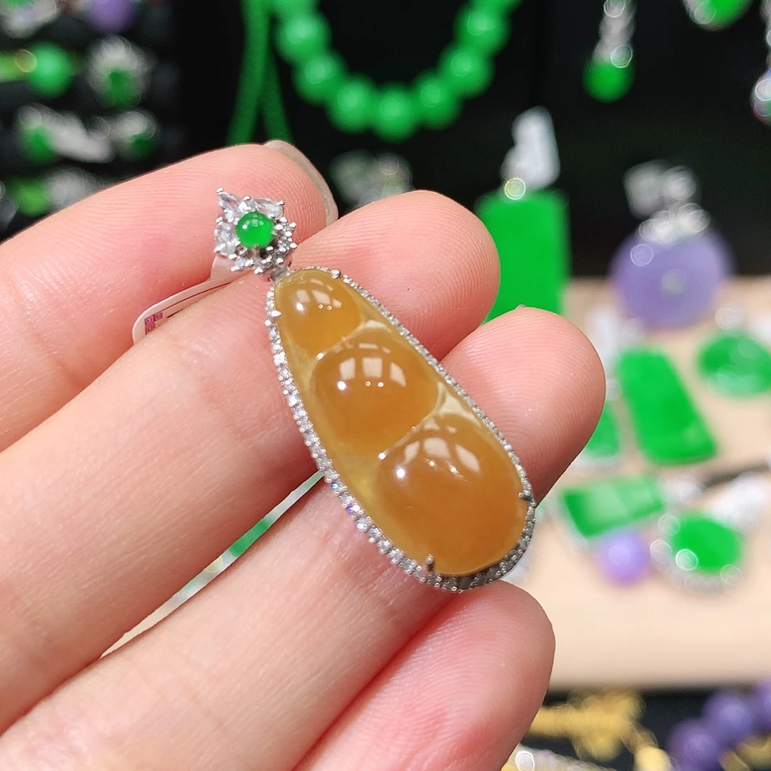 翡翠18K金镶嵌吊坠(不含链)