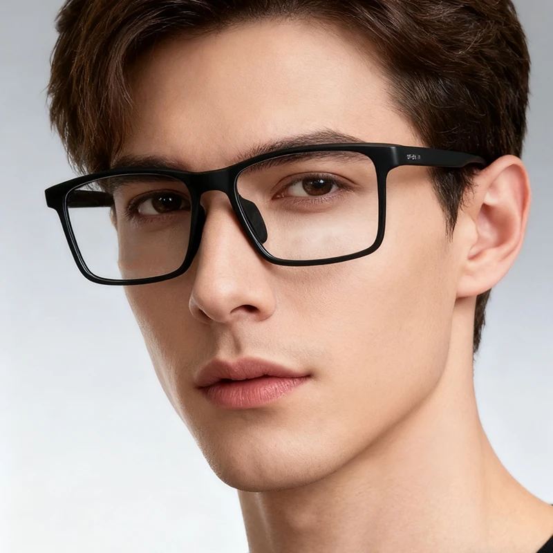定制近视镜大框方形TR90眼镜架一体式鼻托防滑镜腿可配度数镜大脸