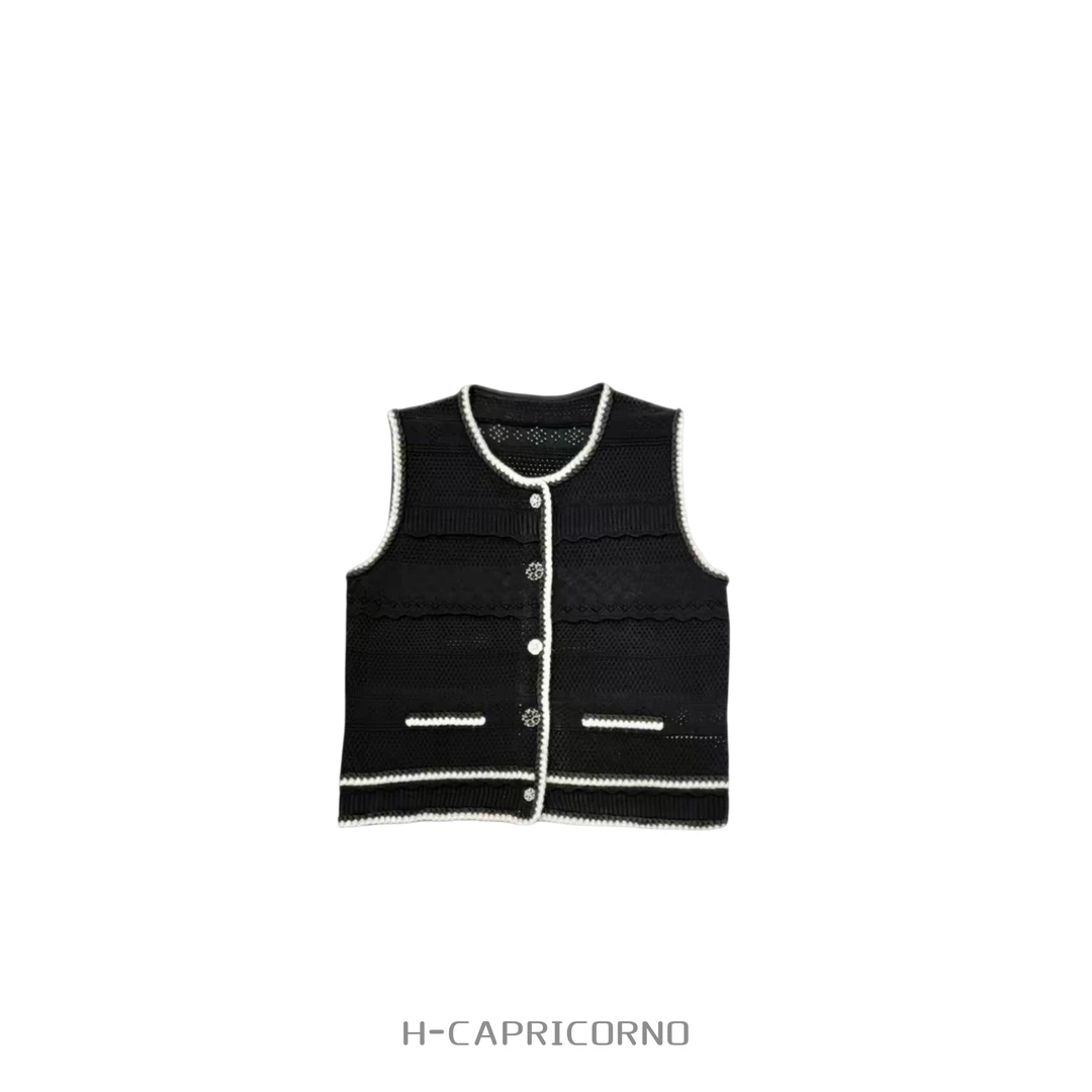H-CAPRICORNO致敬经典黑白系列编织上衣背心马甲