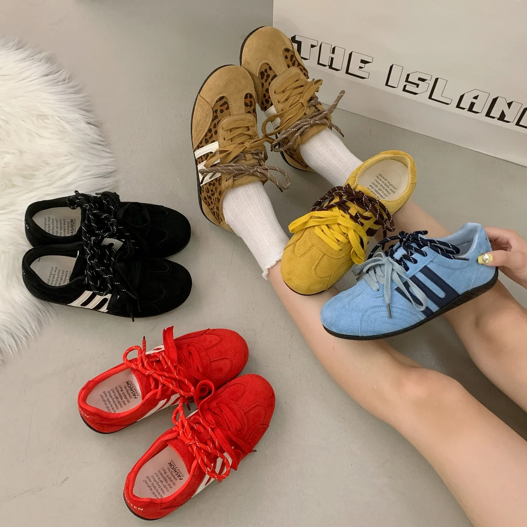 爆款网面德训鞋女款2025秋季新款百搭阿甘鞋厚底薄款透气休闲板鞋