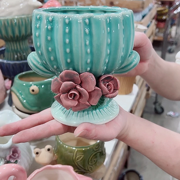 有孔，凑单福利满10元发货陶瓷多肉花盆！