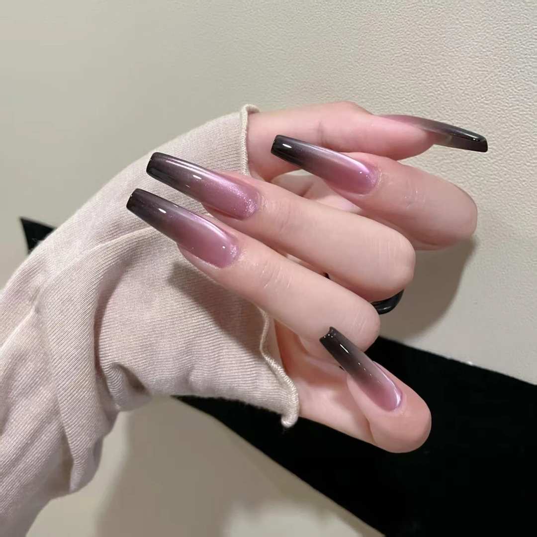 梦幻星空｜秋冬百搭黑色渐变美甲纯手工穿戴甲贴片光疗甲显白美甲