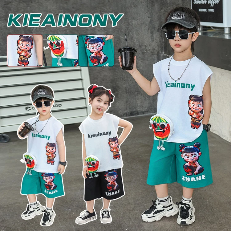 2025夏季无袖哪吒套装服装夏装儿童火爆