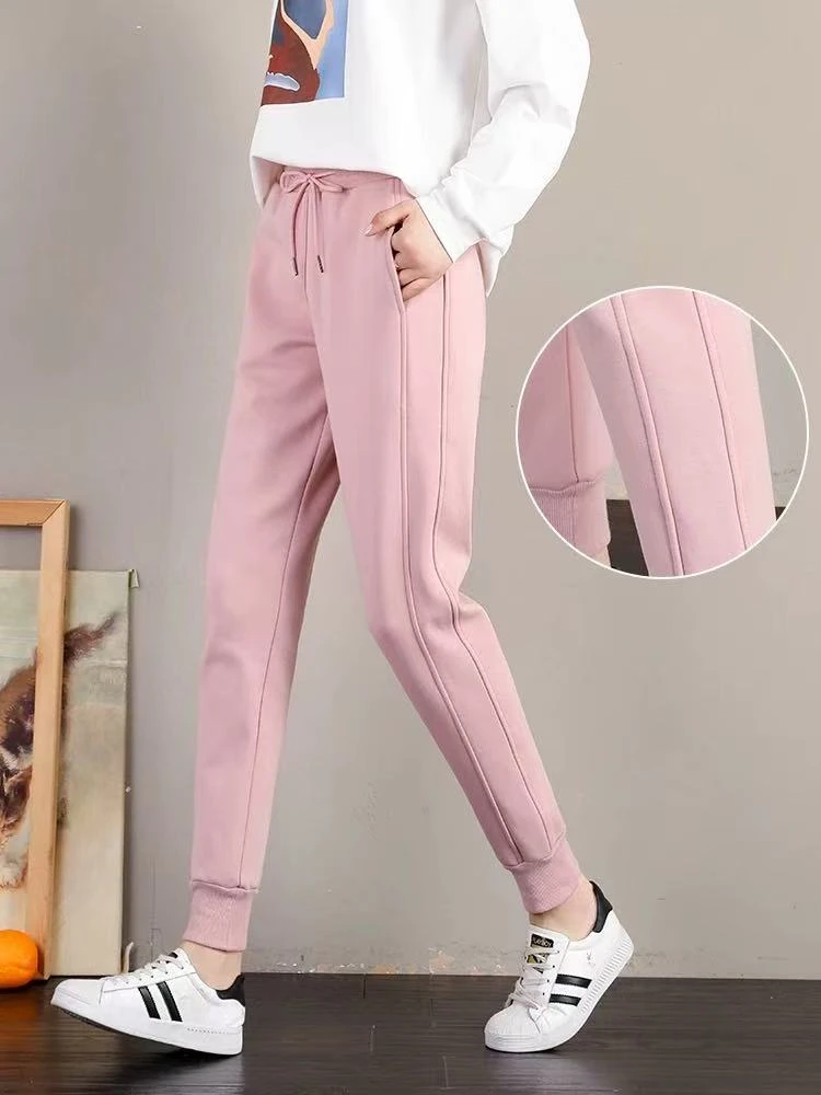 0620 运动裤女宽松束脚裤子2025新款春秋潮哈伦裤休闲加绒卫裤