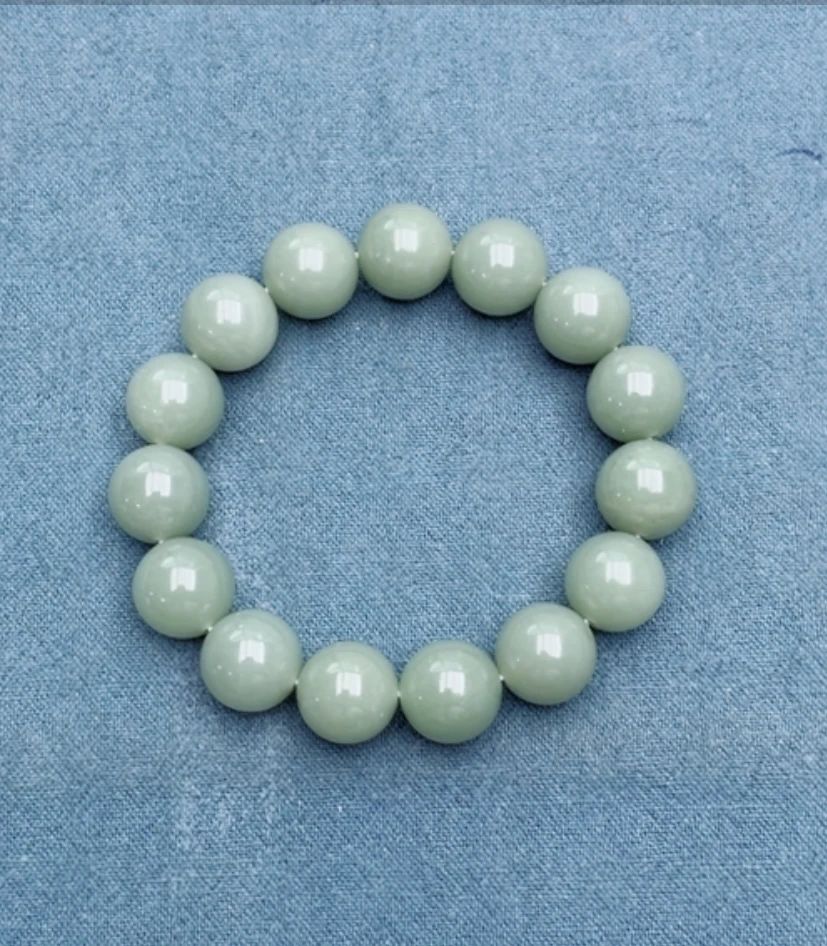 纯天然新疆和田玉沙枣青手串卡14手串男女同款