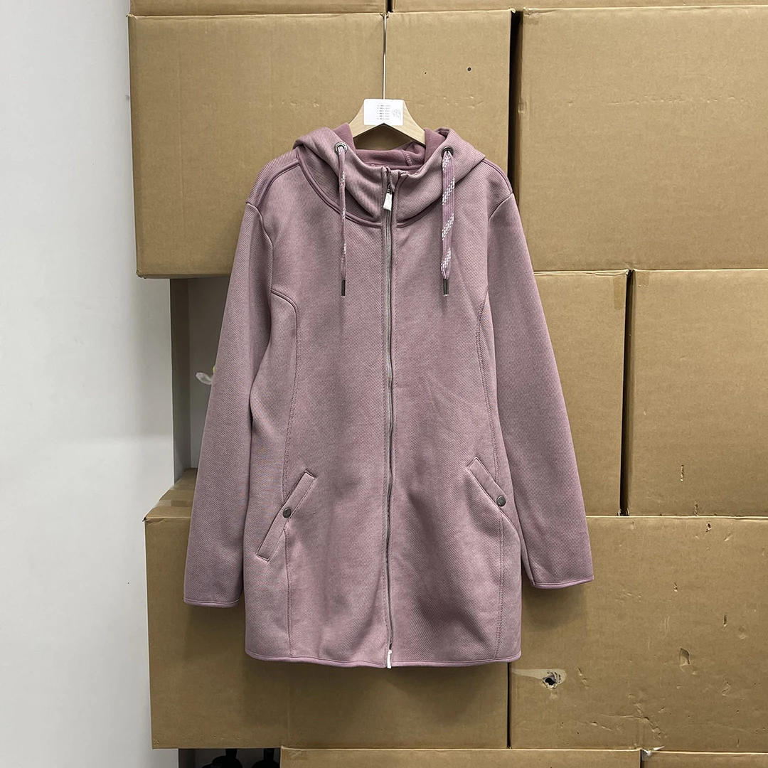 外贸沅货！！加绒卫衣女 秋冬新爆款粉紫色连帽卫衣开衫百搭上衣