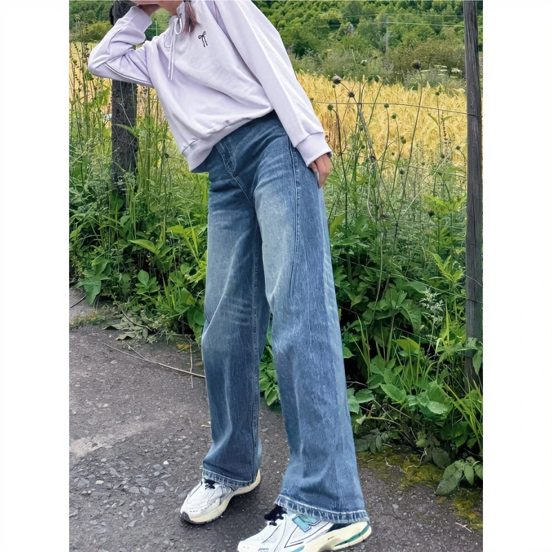 【杨树林裤】秋冬磨破裤脚显瘦弯刀牛仔裤  N2572