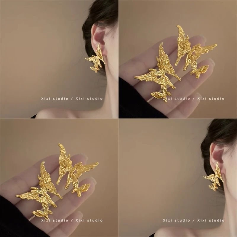 蝴蝶异梦!金属蝴蝶耳环女高级法式复古轻奢小众设计气质百搭耳钉