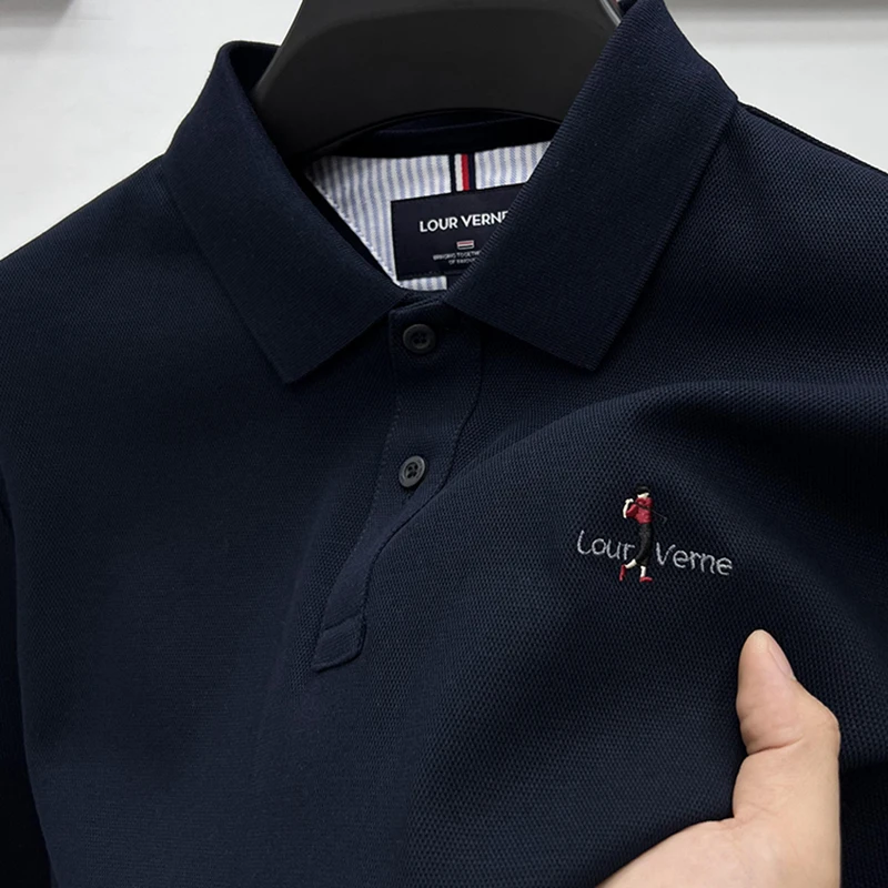 in cotton sea高品质纯棉长袖POLO衫男士秋季百搭休闲轻奢打底衫