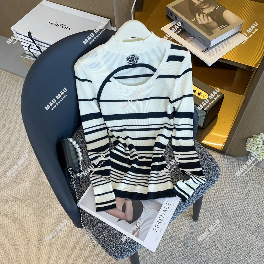 现货 2026新款山茶花经典条纹打底衫女小香风内搭 DY9235