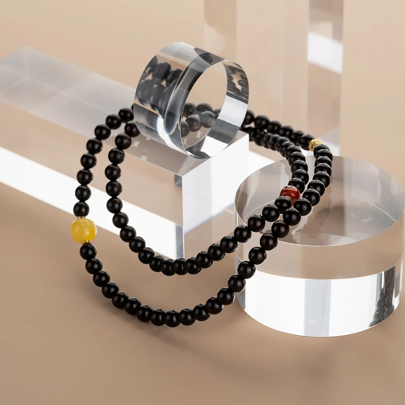 小叶紫檀8mm高油高密多圈手串并蒂莲男女同款百搭原创手串饰品