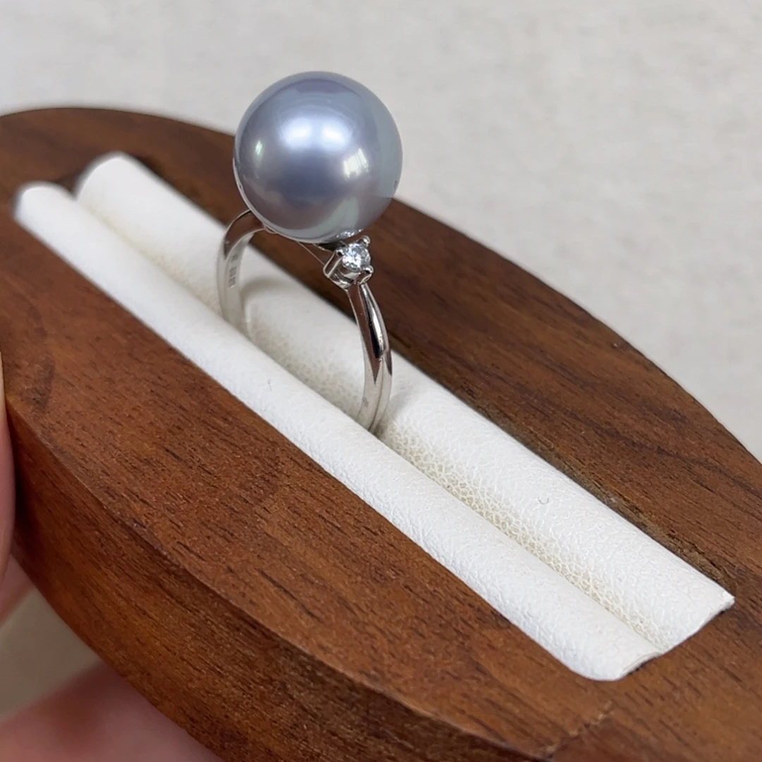 戒指海水珍珠银S925镶嵌12.1mm