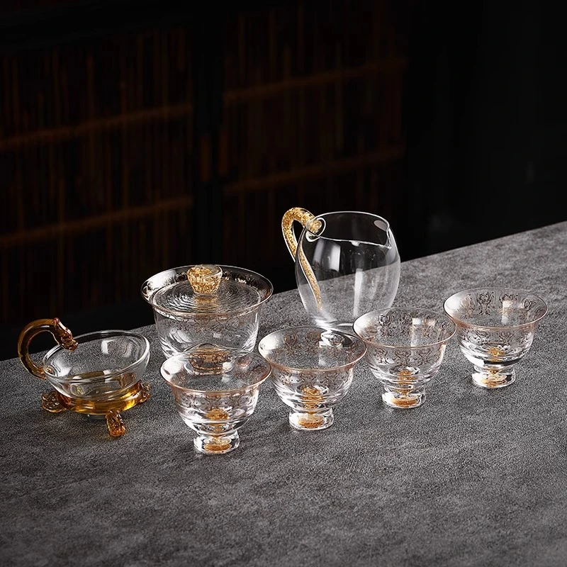 高端水晶茶具套装轻奢高端高颜值家用泡茶器透明高档盖碗茶杯礼品